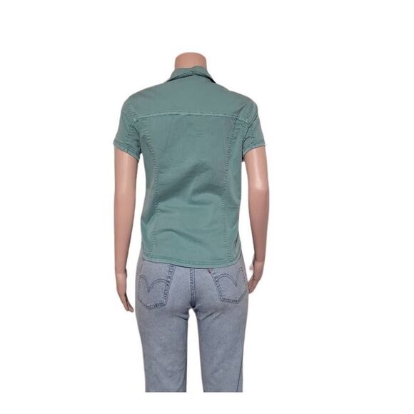 Pulp women's aqua button-down short sleeve casual top M - Picture 4 of 7